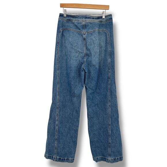 Free People We The Free Modern Meadow Denim Wide Leg Jeans Women's L Blue - Picture 5 of 11